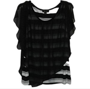 AB Studio black sheer sleeve top